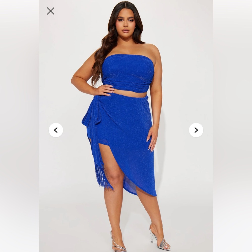 Never Worn Fashion Nova Metallic Skirt Set